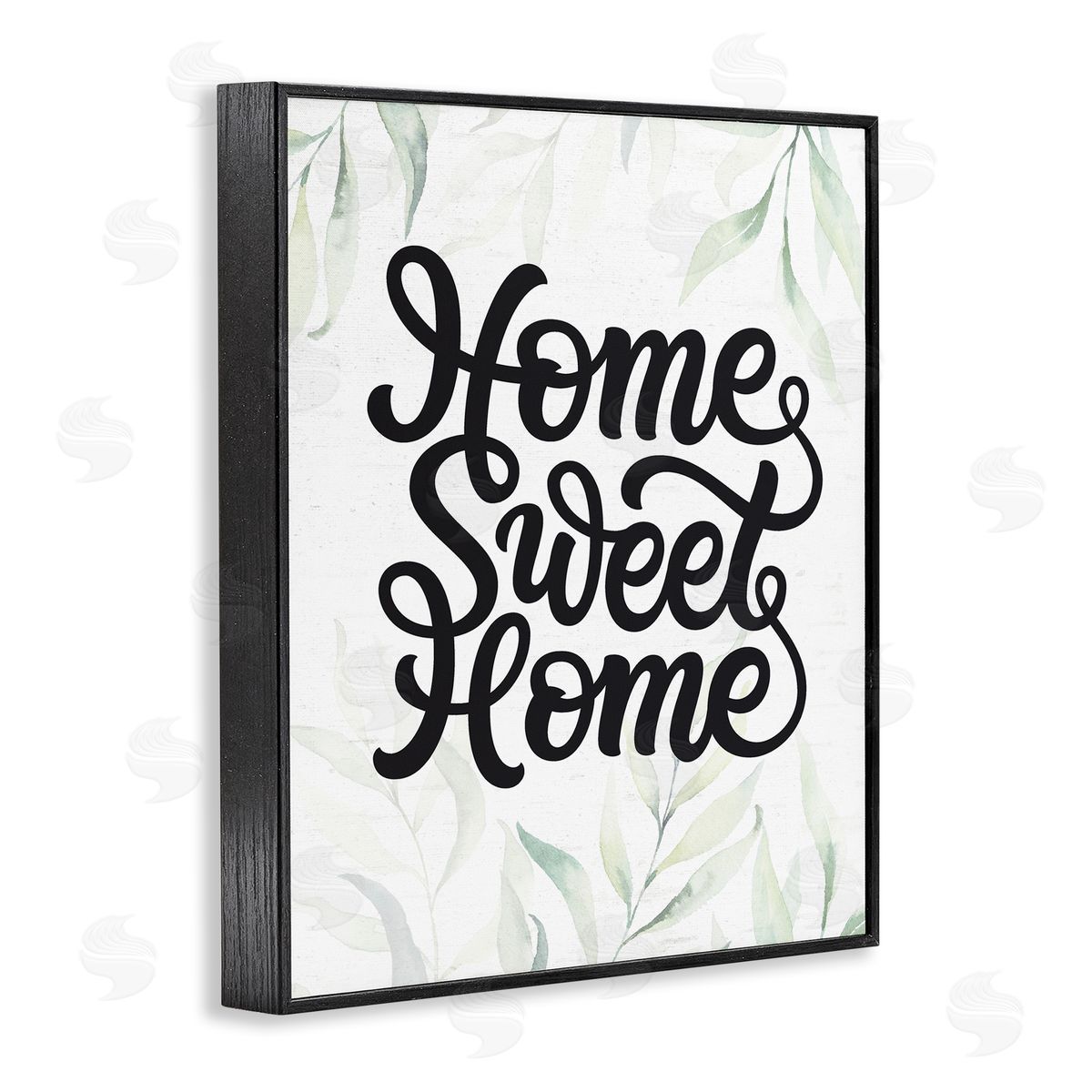 Lettered and Lined Sweet Home Bold Retro Calligraphy Plant Leaves  Black Framed Giclee Wall Art Print
