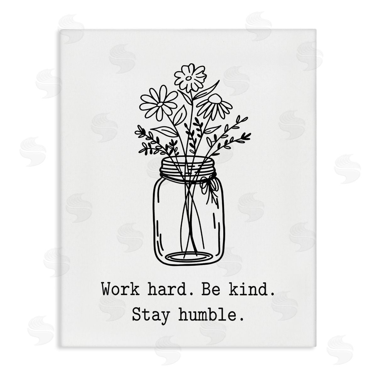 Lettered and Lined Stay Humble Casual Floral Line Doodle Bouquet  Stretched Canvas Wall Art Print