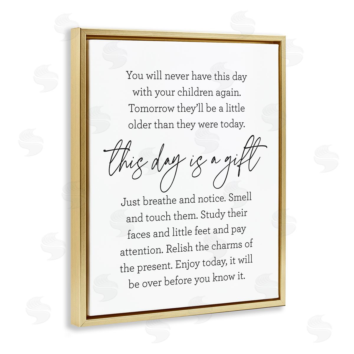 Lettered and Lined Today Is A Gift Heartwarming Parenthood Children Quote Gold Floating Frame Canvas Wall Art Print