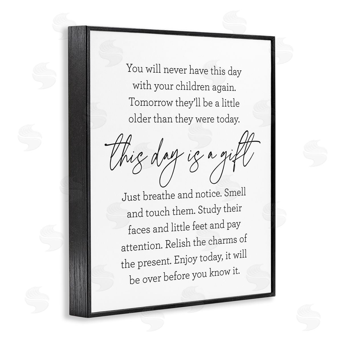 Lettered and Lined Today Is A Gift Heartwarming Parenthood Children Quote Black Framed Giclee Wall Art Print