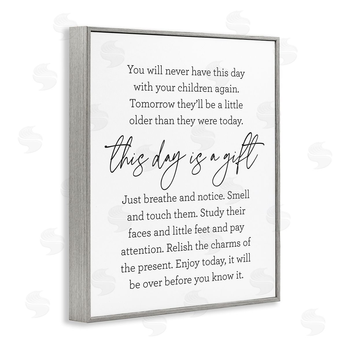 Lettered and Lined Today Is A Gift Heartwarming Parenthood Children Quote Gray Framed Giclee Wall Art Print