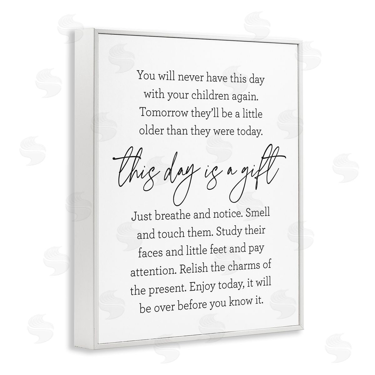 Lettered and Lined Today Is A Gift Heartwarming Parenthood Children Quote White Framed Giclee Wall Art Print