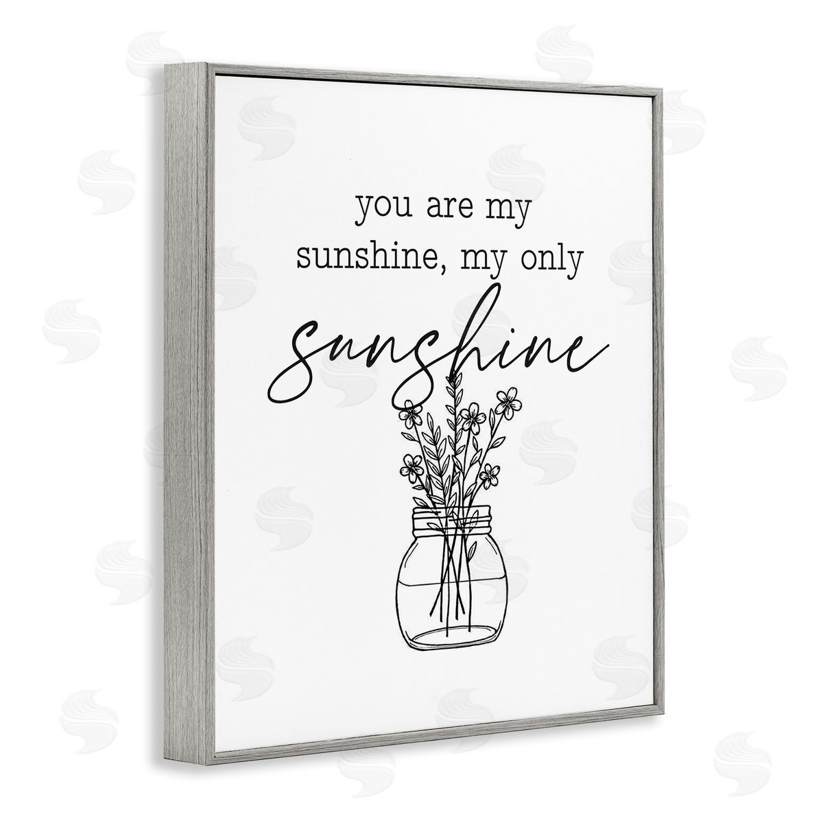 Lettered and Lined You Are My Sunshine Floral Daisy Blooms Bouquet Gray Framed Giclee Wall Art Print