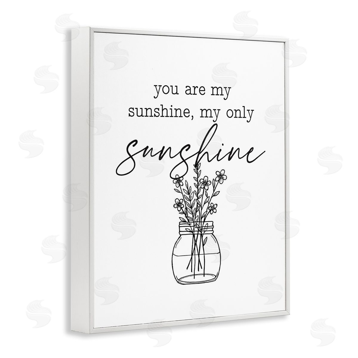 Lettered and Lined You Are My Sunshine Floral Daisy Blooms Bouquet White Framed Giclee Wall Art Print