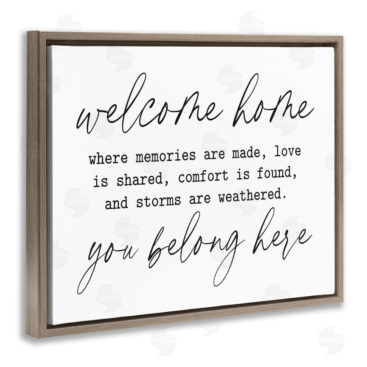 Lettered and Lined Welcome Home Belonging Family Quote Casual Script  Brown Floating Frame Canvas Wall Art Print