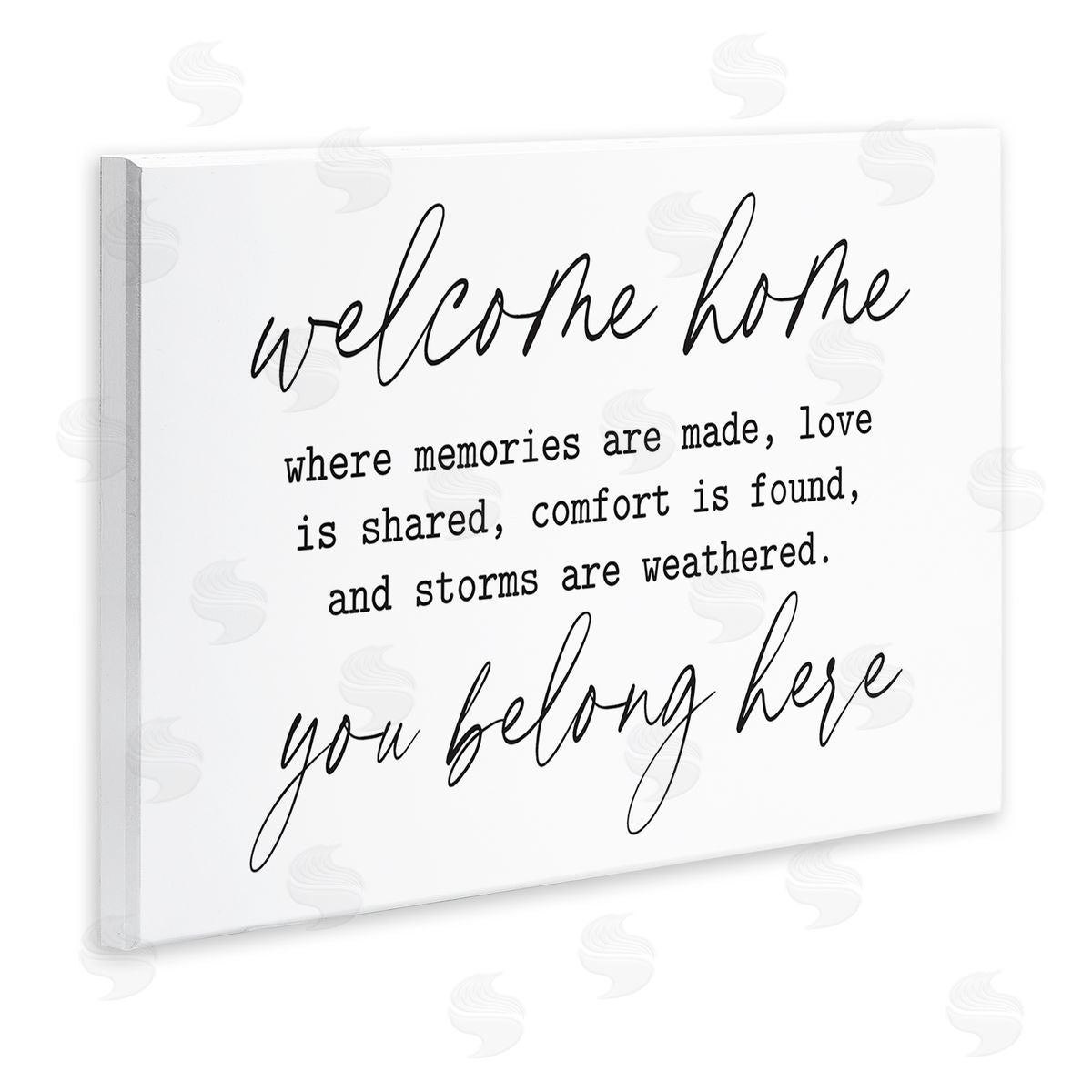 Lettered and Lined Welcome Home Belonging Family Quote Casual Script  Wall Plaque Art Print