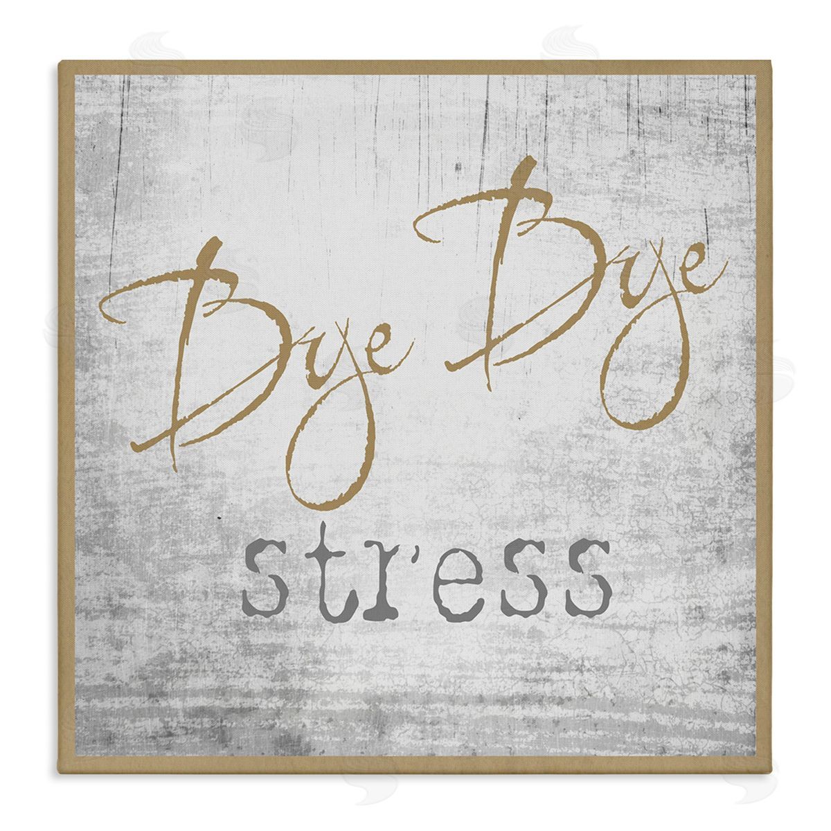 Graffitee Studios Bye Stress Rustic Distressed Birch Pattern Border Stretched Canvas Wall Art Print
