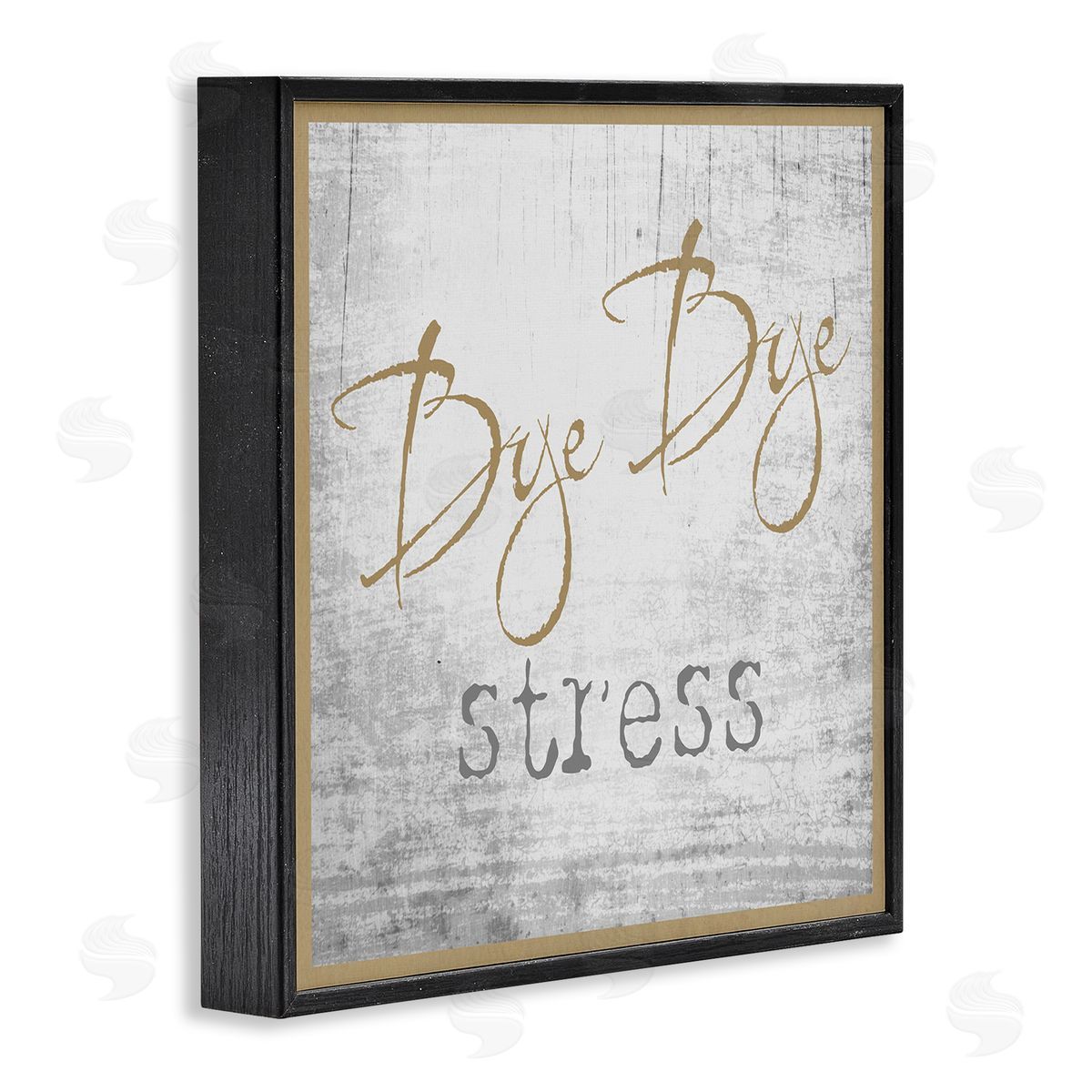 Graffitee Studios Bye Stress Rustic Distressed Birch Pattern Border Black Framed Glicee Wall Art Print