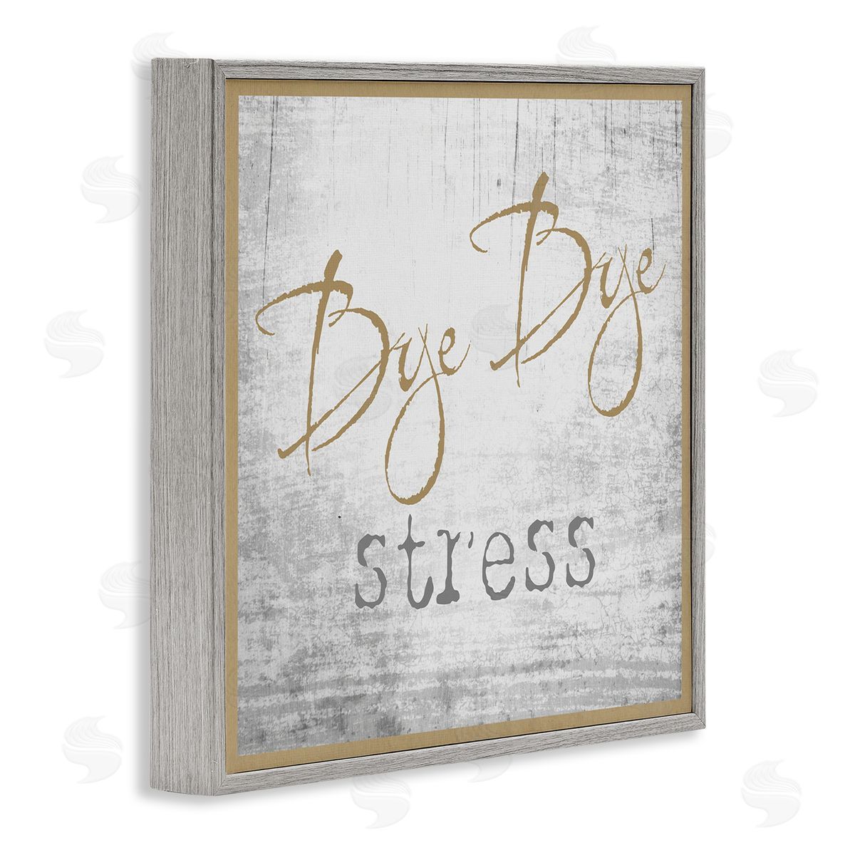 Graffitee Studios Bye Stress Rustic Distressed Birch Pattern Border Gray Framed Glicee Wall Art Print