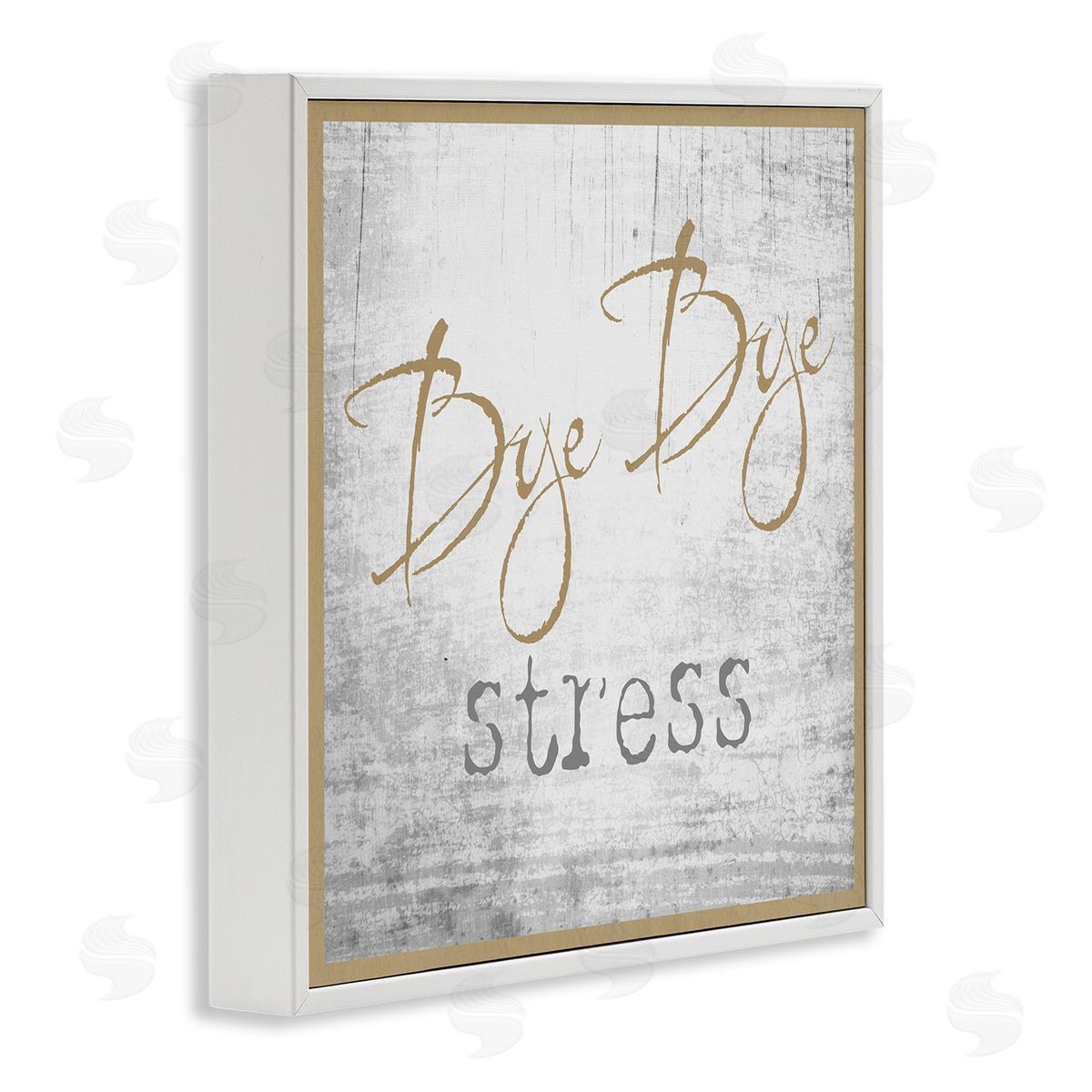 Graffitee Studios Bye Stress Rustic Distressed Birch Pattern Border White Framed Glicee Wall Art Print