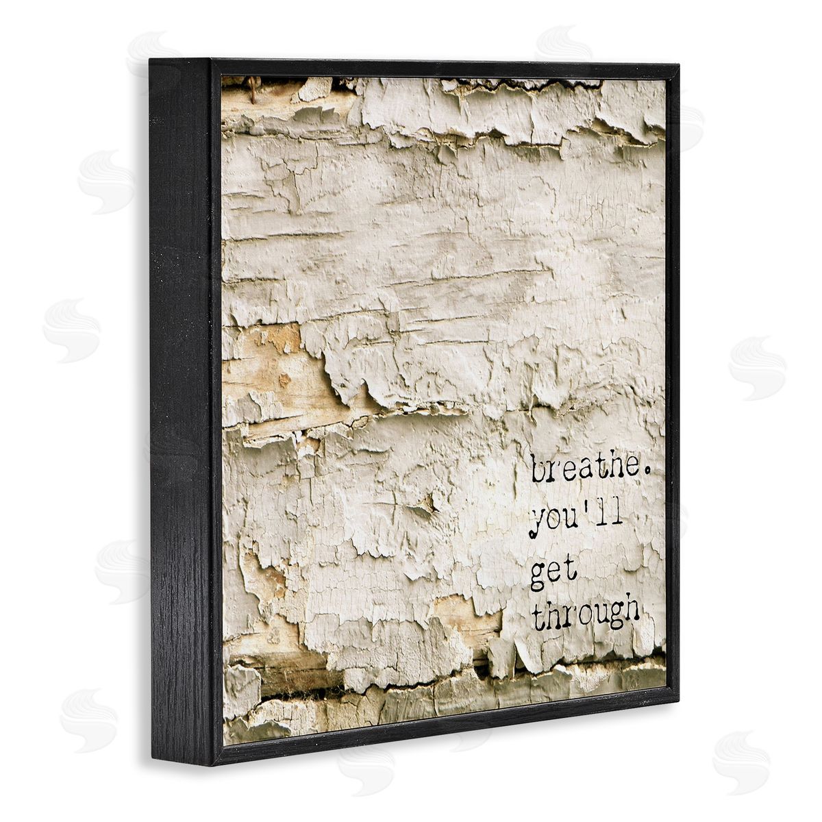 Graffitee Studios Breathe You'll Get Through Encouraging Flaked Tree Black Framed Glicee Wall Art Print