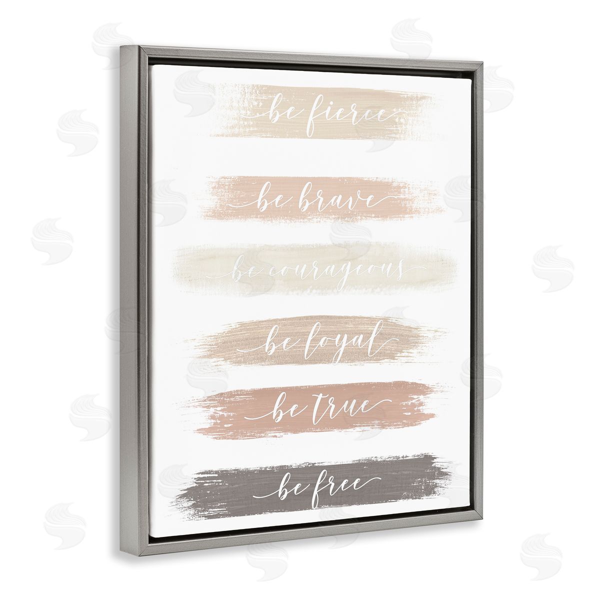 Graffitee Studios Be Free Encouraging Paint Brush Stroke Neutral Tones Gray Floating Frame Canvas Wall Art Print