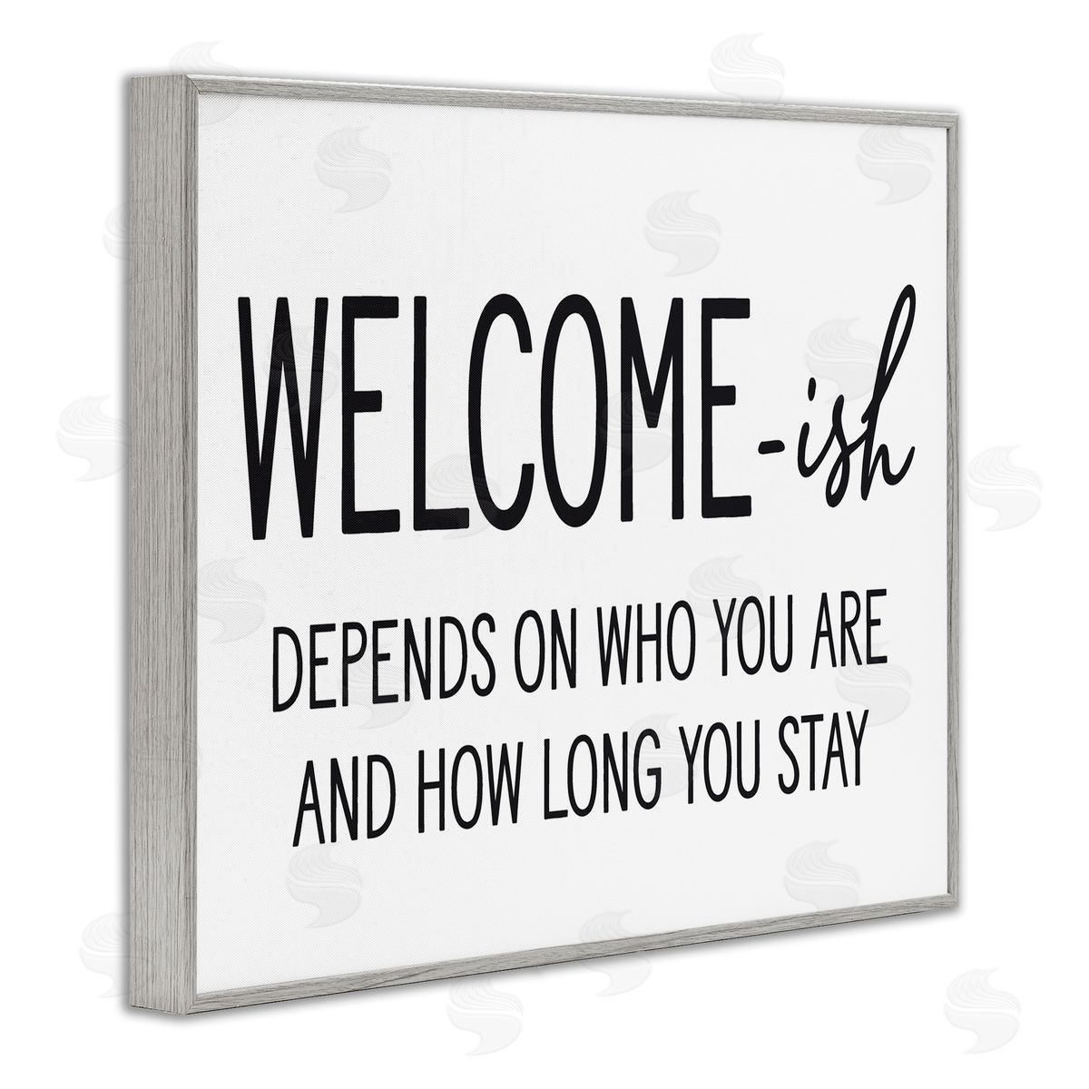 Lettered and Lined Welcome-Ish Funny Entryway Sign Casual Humor Gray Framed Giclee Wall Art Print