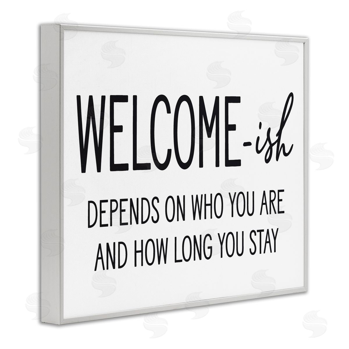 Lettered and Lined Welcome-Ish Funny Entryway Sign Casual Humor White Framed Giclee Wall Art Print