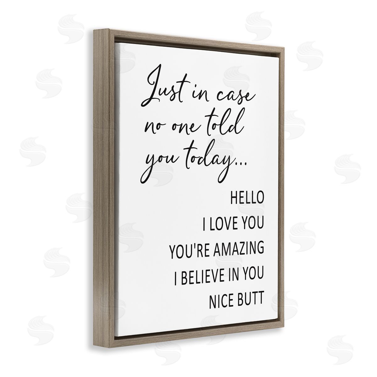 Lettered and Lined Silly Flattery Nice Butt Saying Casual Humor Brown Floating Frame Canvas Wall Art Print