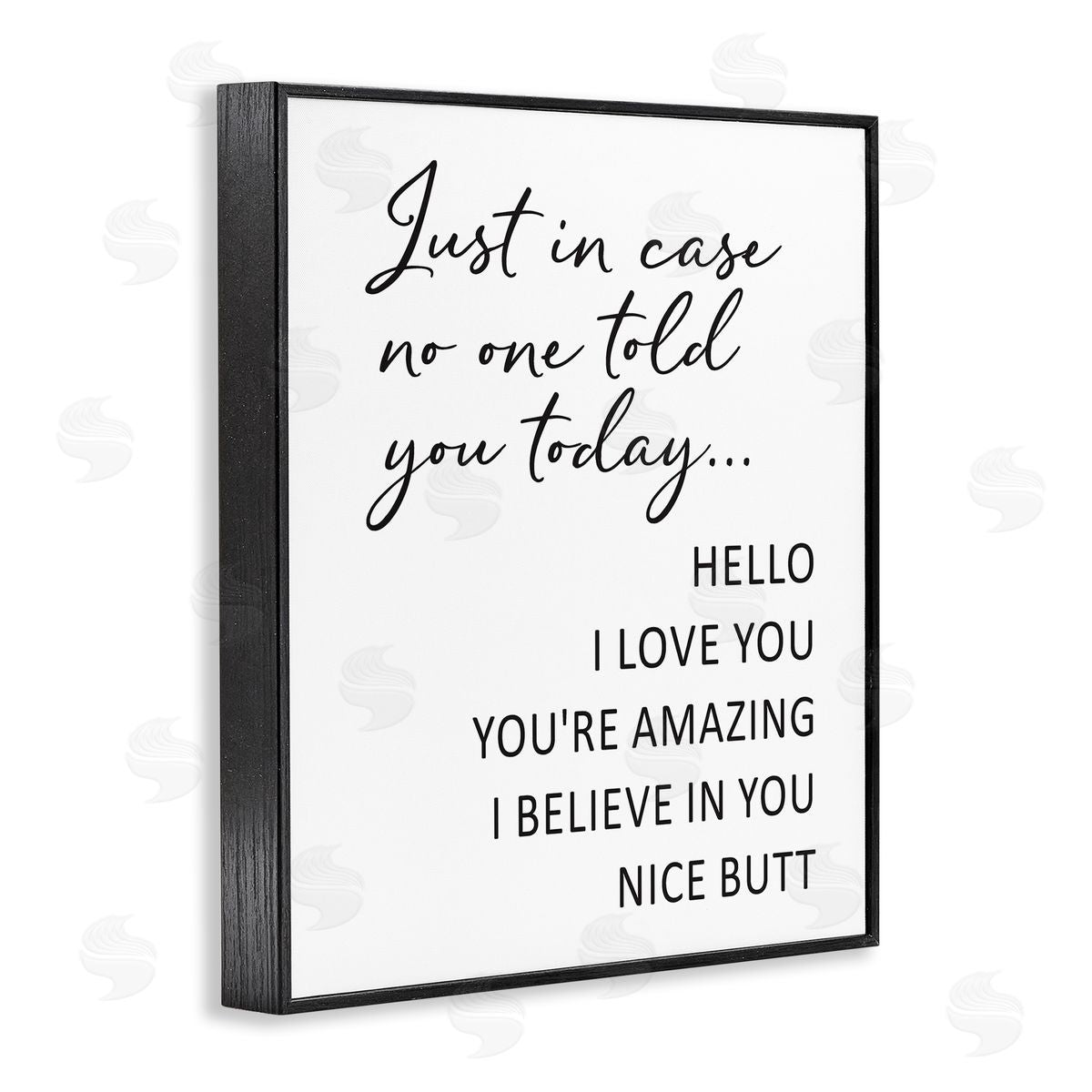 Lettered and Lined Silly Flattery Nice Butt Saying Casual Humor Black Framed Giclee Wall Art Print