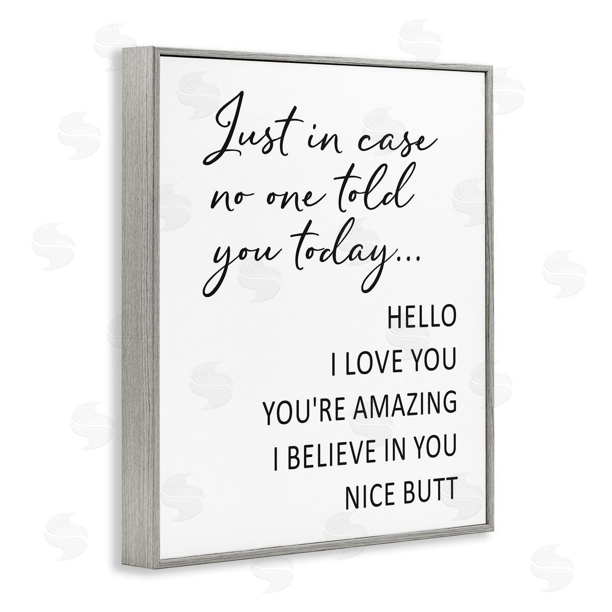 Lettered and Lined Silly Flattery Nice Butt Saying Casual Humor Gray Framed Giclee Wall Art Print