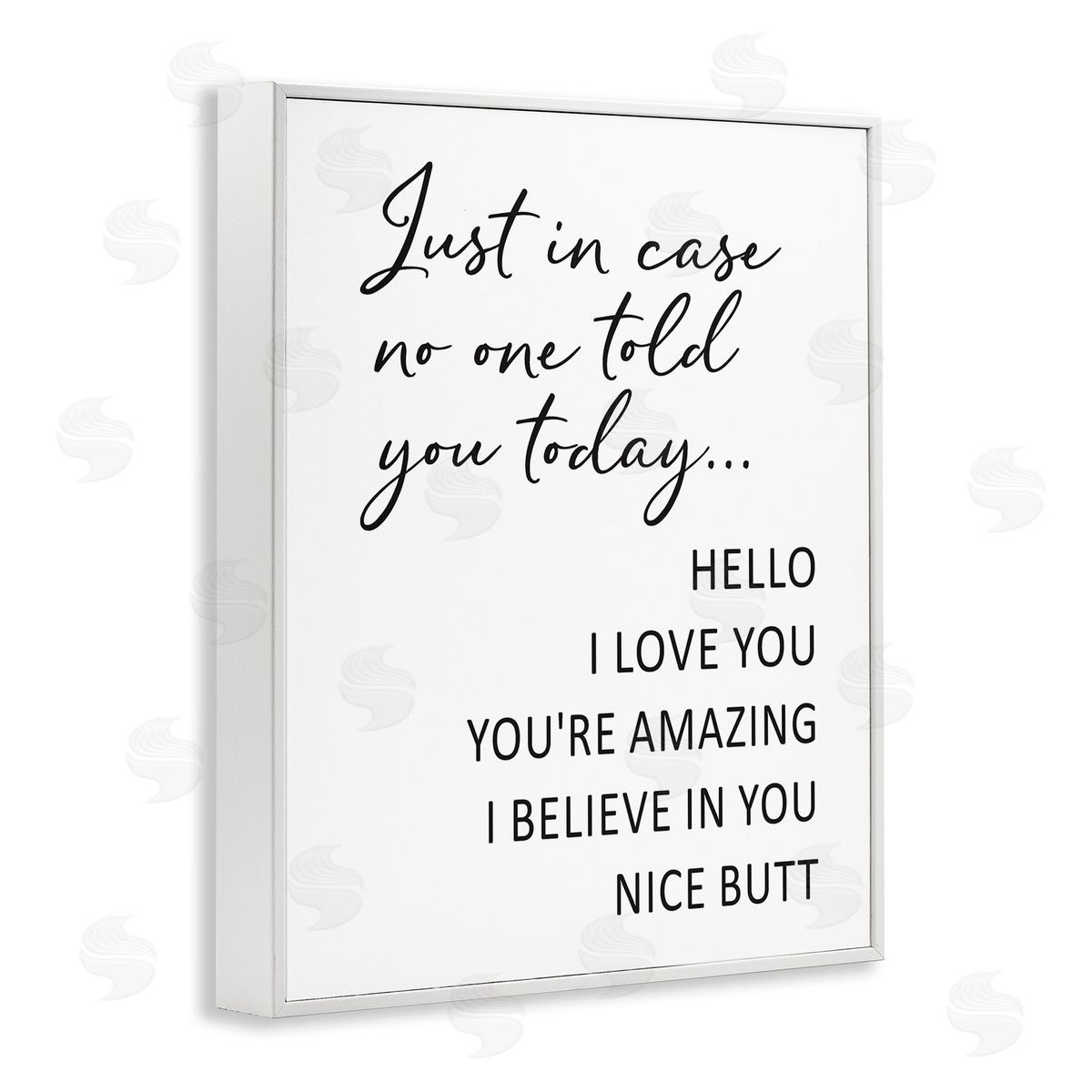 Lettered and Lined Silly Flattery Nice Butt Saying Casual Humor White Framed Giclee Wall Art Print
