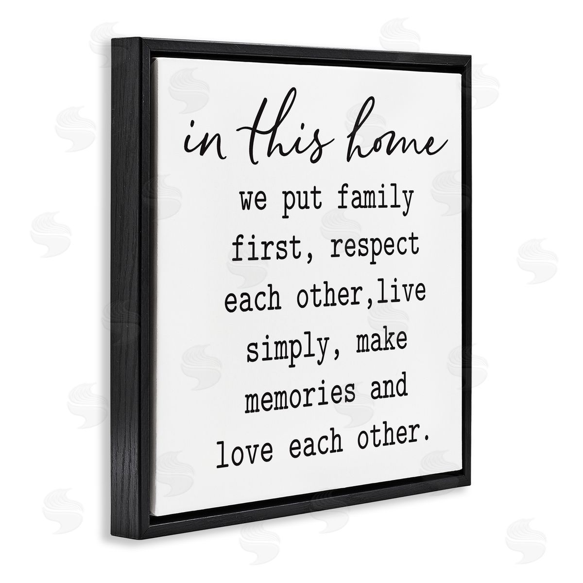 Lettered and Lined In This Home Touching Family Quote Casual Design Black Floating Frame Canvas Wall Art Print