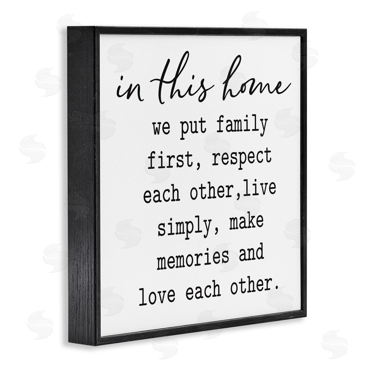 Lettered and Lined In This Home Touching Family Quote Casual Design Black Framed Glicee Wall Art Print