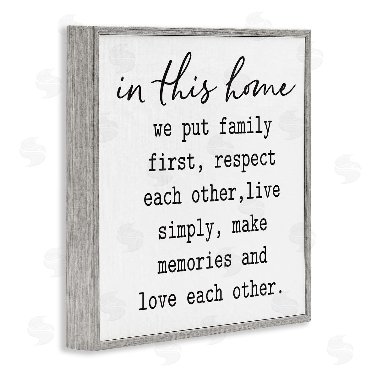 Lettered and Lined In This Home Touching Family Quote Casual Design Gray Framed Glicee Wall Art Print
