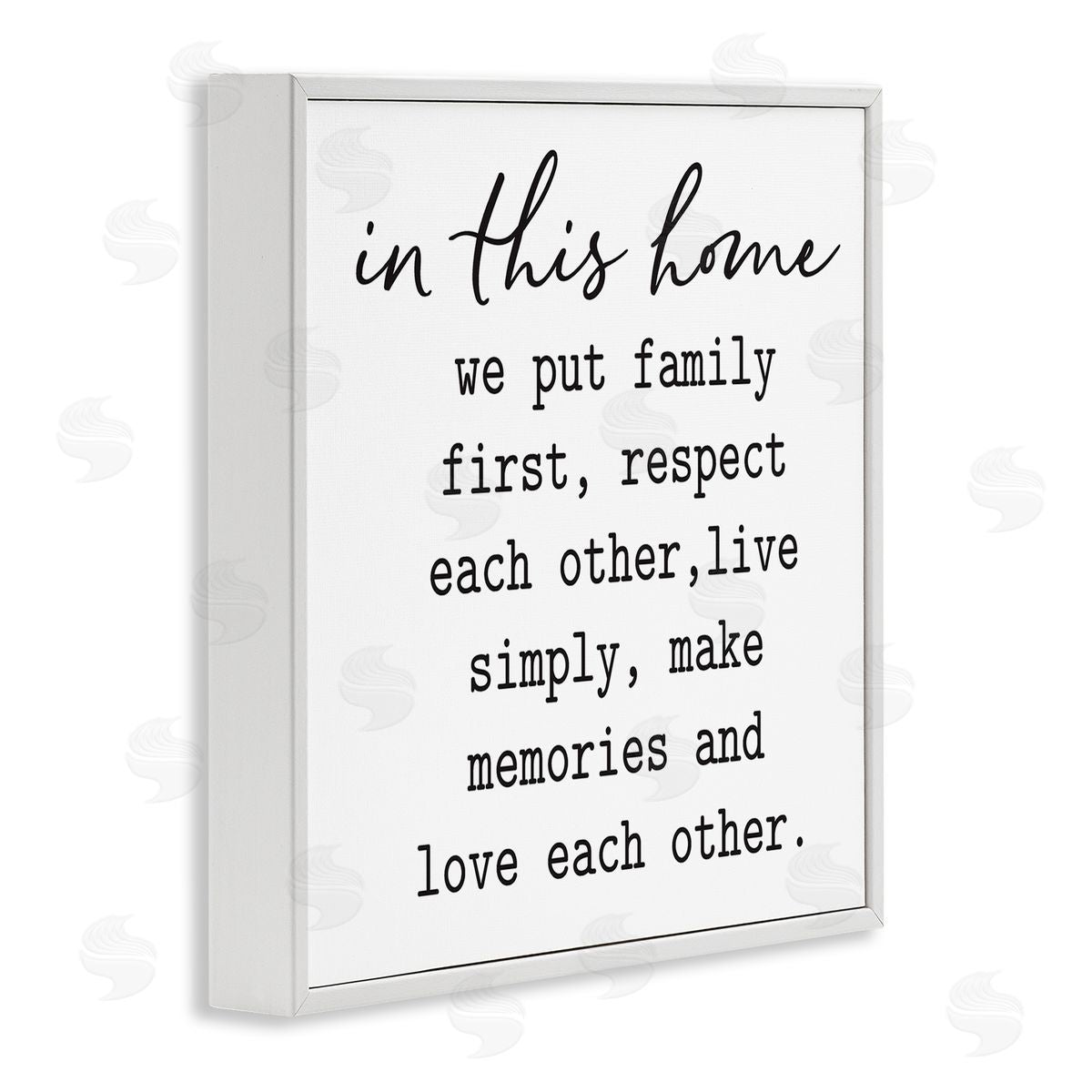 Lettered and Lined In This Home Touching Family Quote Casual Design White Framed Glicee Wall Art Print