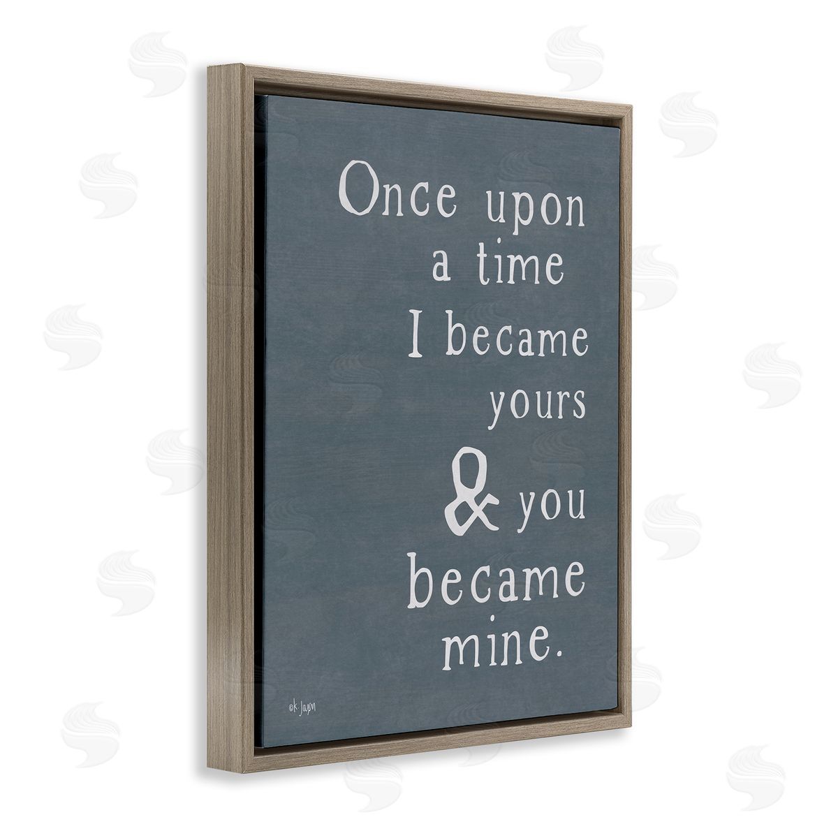 Jaxn Blvd. Once Upon A Time Romantic Couple Loving Quote  Brown Floating Frame Canvas Wall Art Print