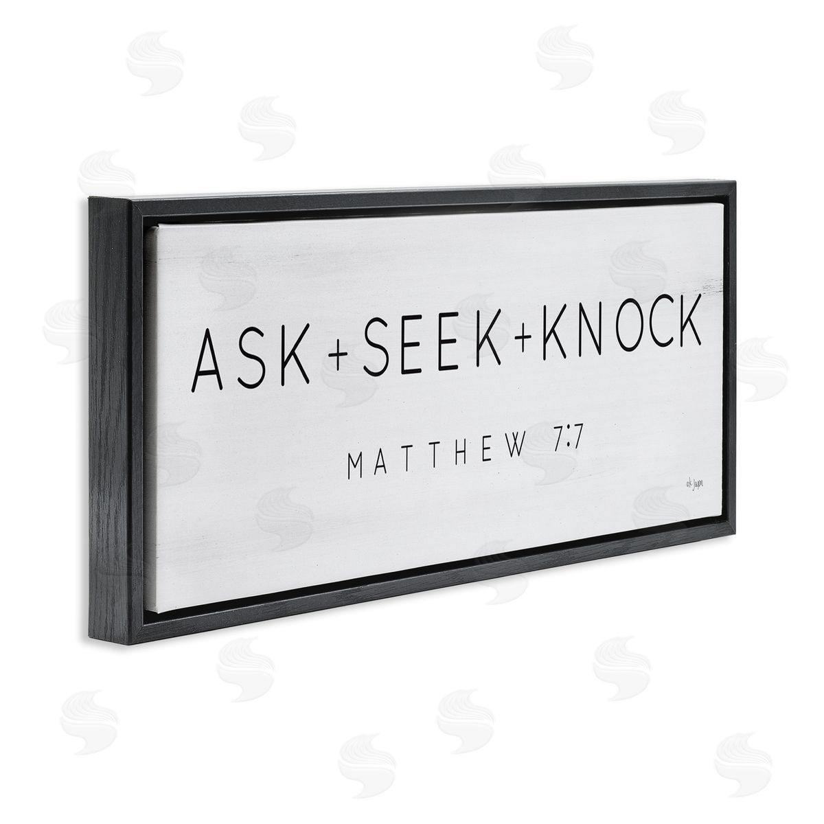 Ask Seek Knock Minimal Scripture Black Floating Frame Canvas Wall Art, Home Decor by Jaxn Blvd.