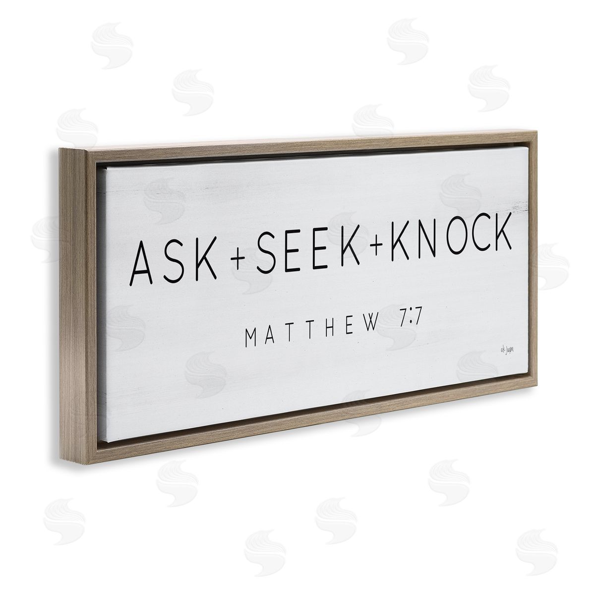 Ask Seek Knock Minimal Scripture Brown Floating Frame Canvas Wall Art, Home Decor by Jaxn Blvd.