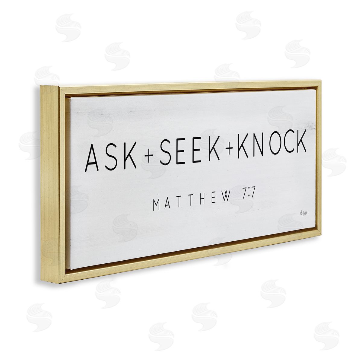 Ask Seek Knock Minimal Scripture Gold Floating Frame Canvas Wall Art, Home Decor by Jaxn Blvd.