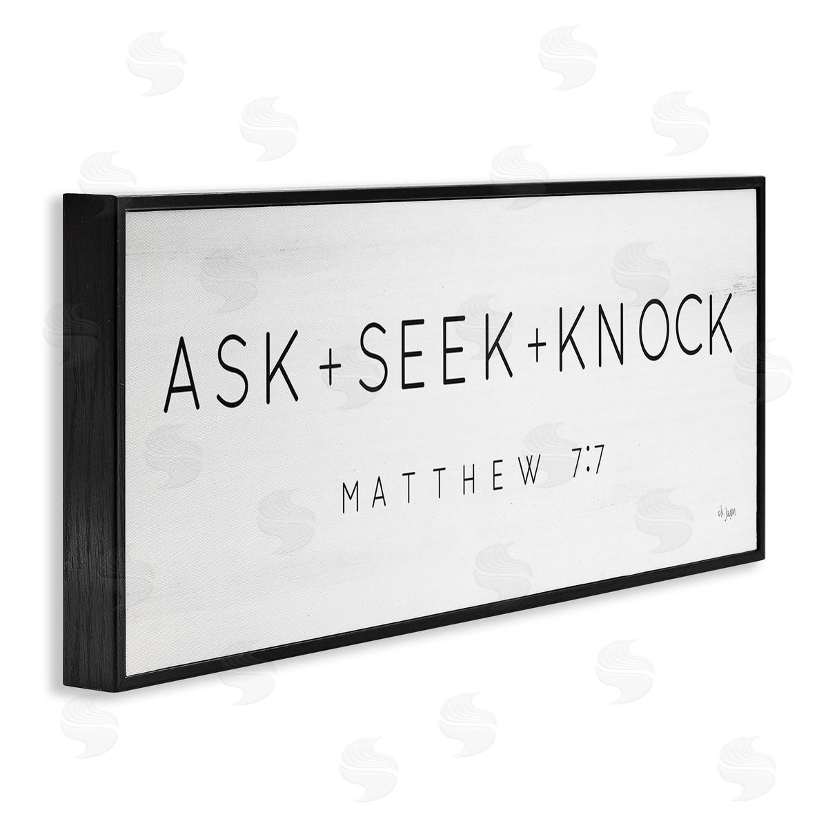 Ask Seek Knock Minimal Scripture Black Frame Print Wall Art, Home Decor by Jaxn Blvd.