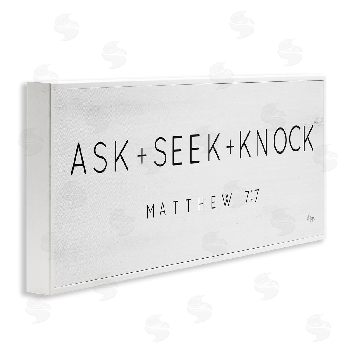Ask Seek Knock Minimal Scripture White Frame Print Wall Art, Home Decor by Jaxn Blvd.