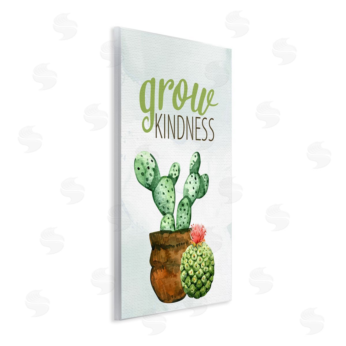 Kim Allen Grow Kindness Calligraphy Phrase Potted Cactus Plants Wall Plaque Art Print