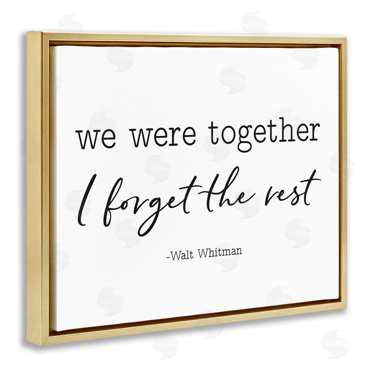 Lettered and Lined Romantic Couple Quote Casual Typography Gold Floating Frame Canvas Wall Art Print