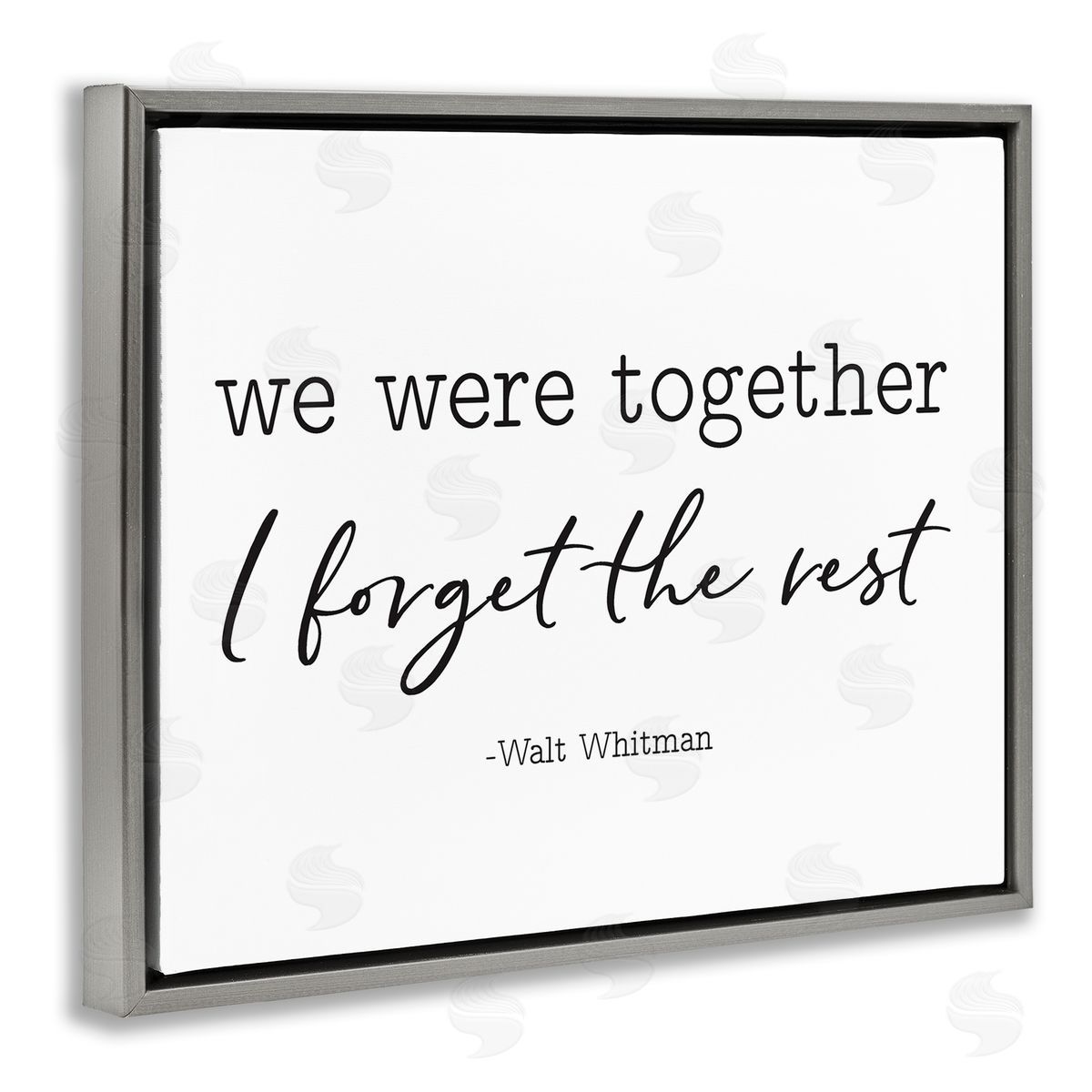 Lettered and Lined Romantic Couple Quote Casual Typography Gray Floating Frame Canvas Wall Art Print