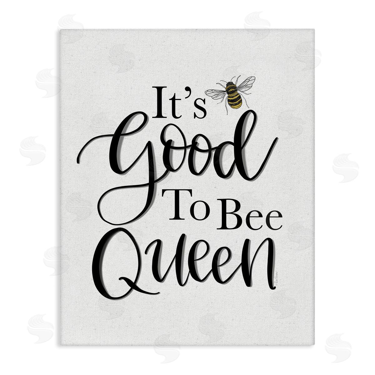 Lisa Larson Good To Bee Queen Bumble Insect Phrase Stretched Canvas Wall Art Print