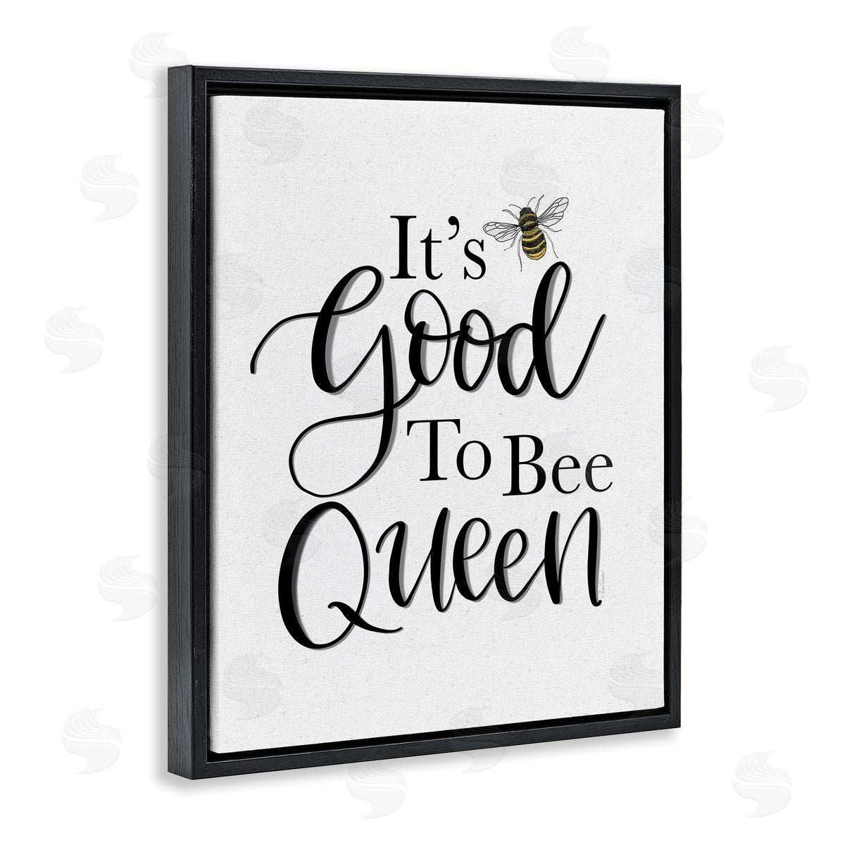 Lisa Larson Good To Bee Queen Bumble Insect Phrase Black Floating Frame Canvas Wall Art Print