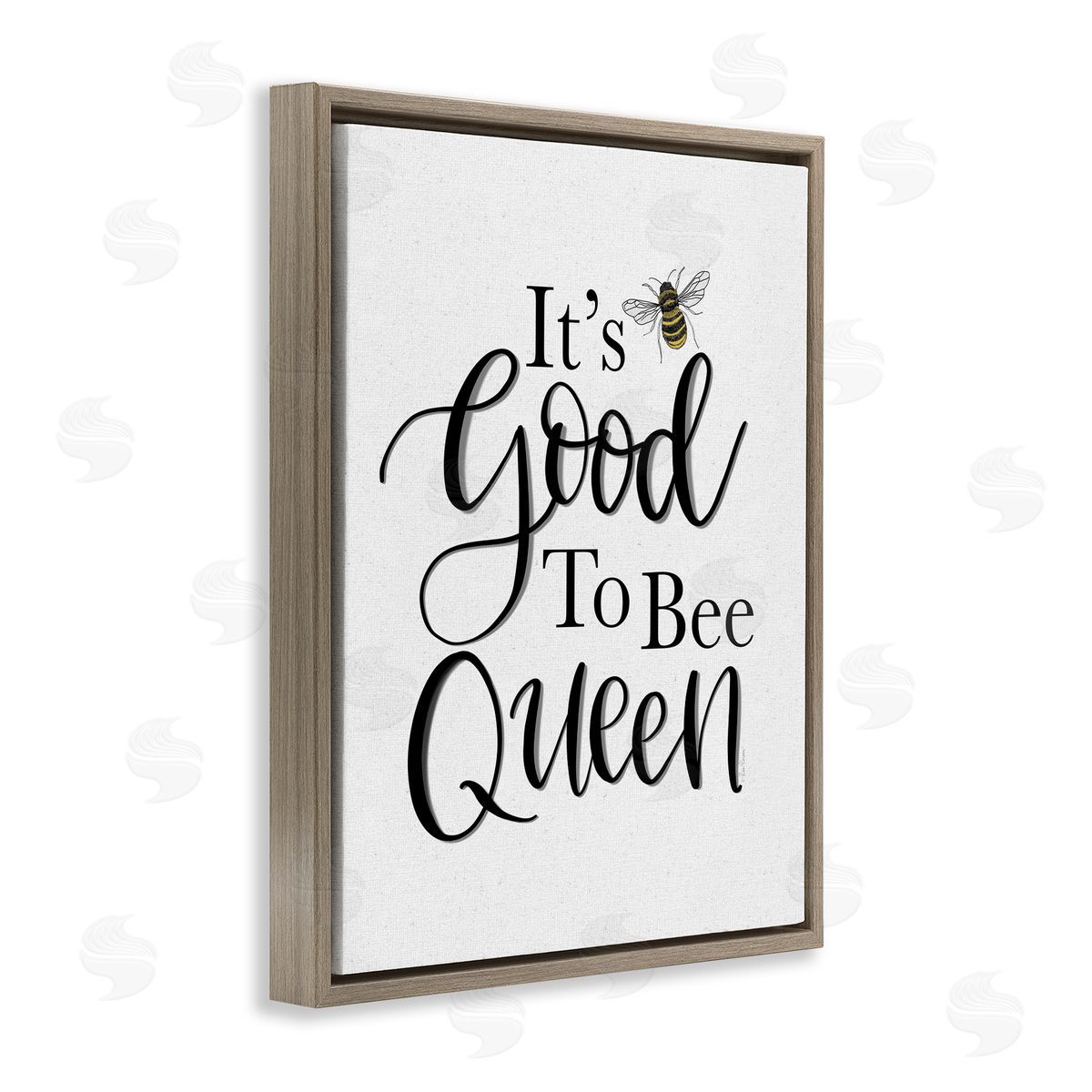 Lisa Larson Good To Bee Queen Bumble Insect Phrase Brown Floating Frame Canvas Wall Art Print