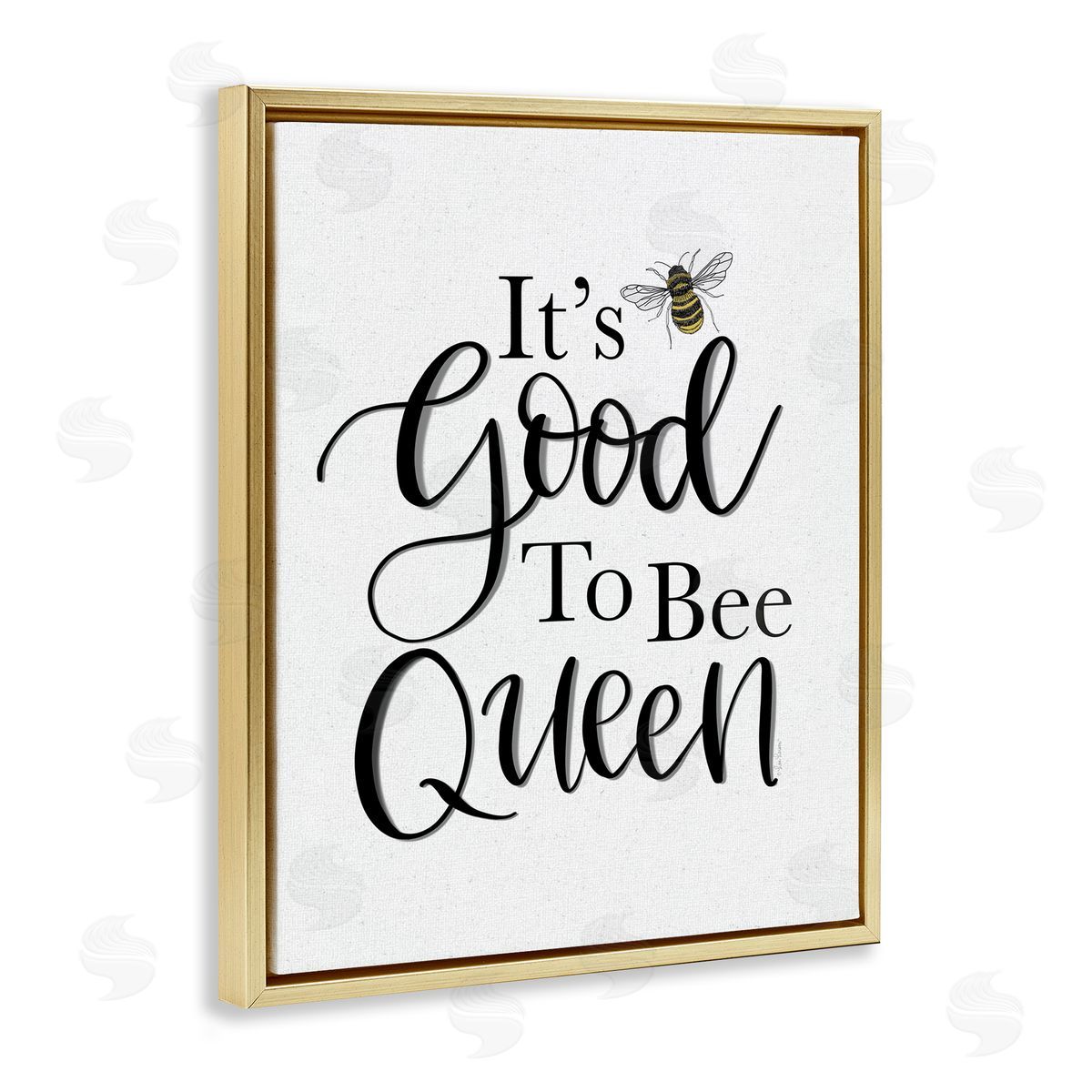 Lisa Larson Good To Bee Queen Bumble Insect Phrase Gold Floating Frame Canvas Wall Art Print