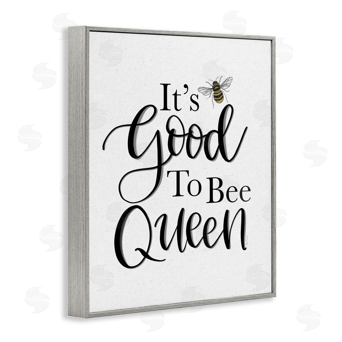 Lisa Larson Good To Bee Queen Bumble Insect Phrase Gray Framed Giclee Wall Art Print