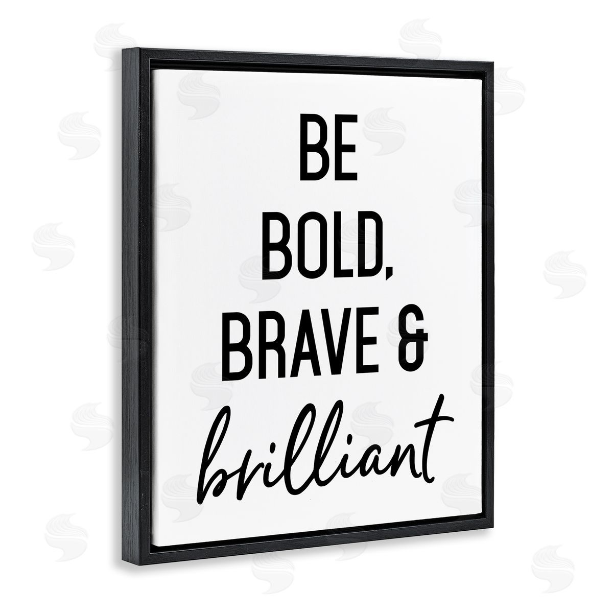 Lettered and Lined Be Bold & Brave Casual Encouraging Saying  Black Floating Frame Canvas Wall Art Print