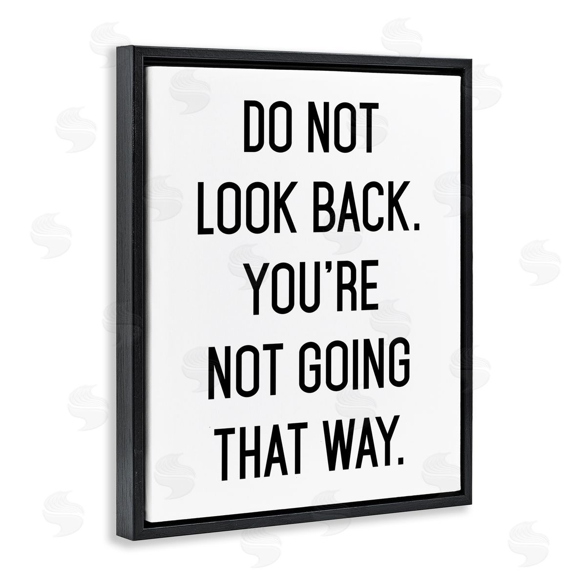 Lettered and Lined Do Not Look Back Encouraging Motivational Phrase Black Floating Frame Canvas Wall Art Print
