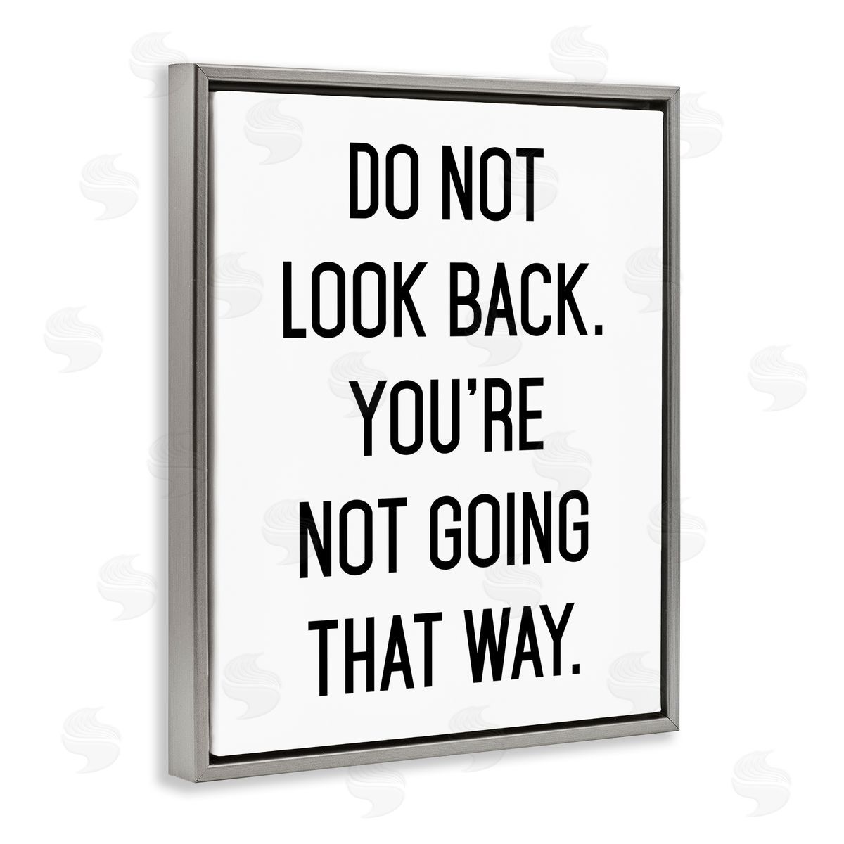 Lettered and Lined Do Not Look Back Encouraging Motivational Phrase Gray Floating Frame Canvas Wall Art Print