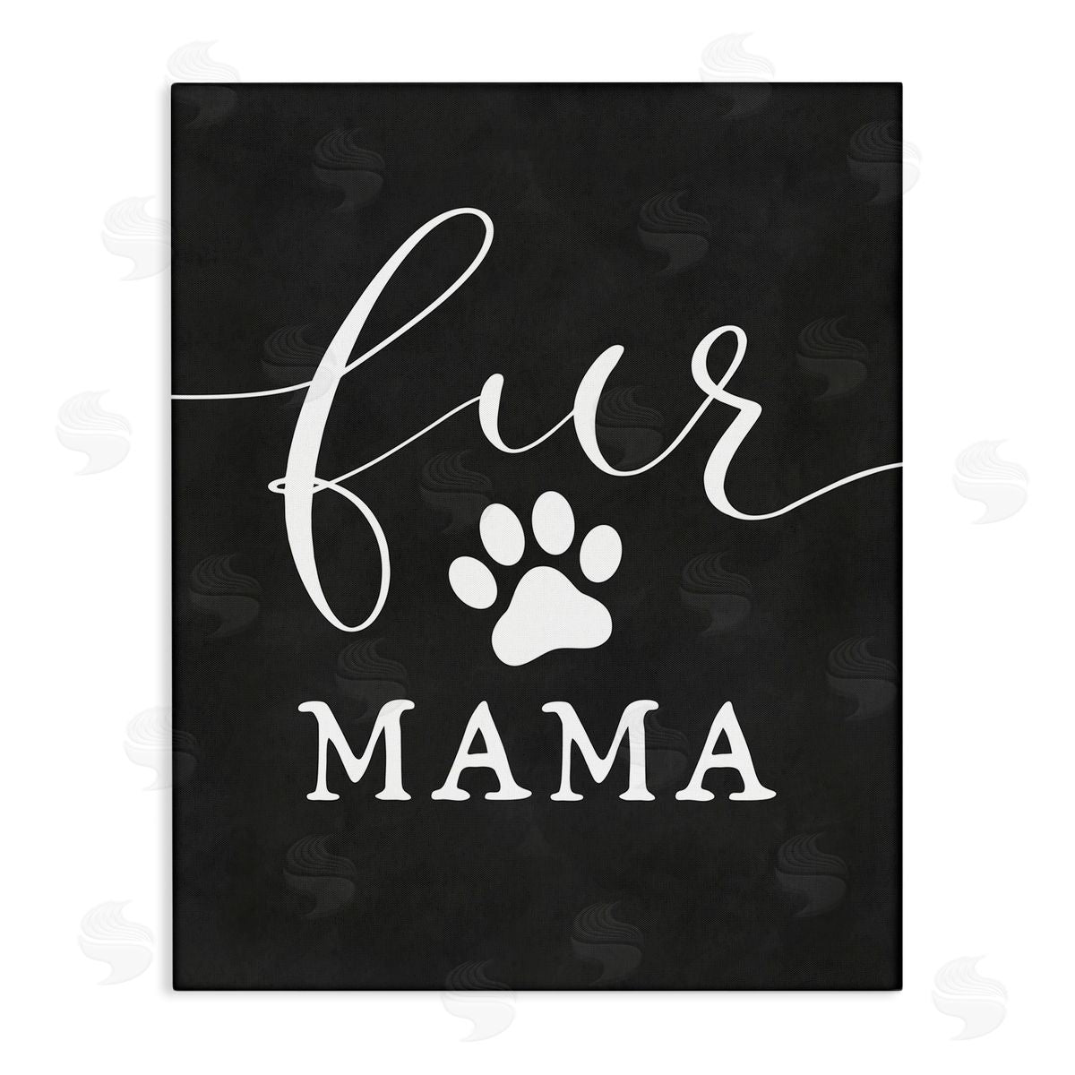 Lettered and Lined Fur Mama Animal Mom Paw Print Symbol Stretched Canvas Wall Art Print