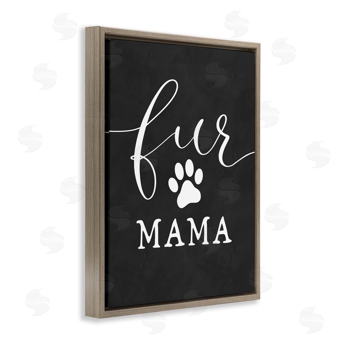 Lettered and Lined Fur Mama Animal Mom Paw Print Symbol Brown Floating Frame Canvas Wall Art Print