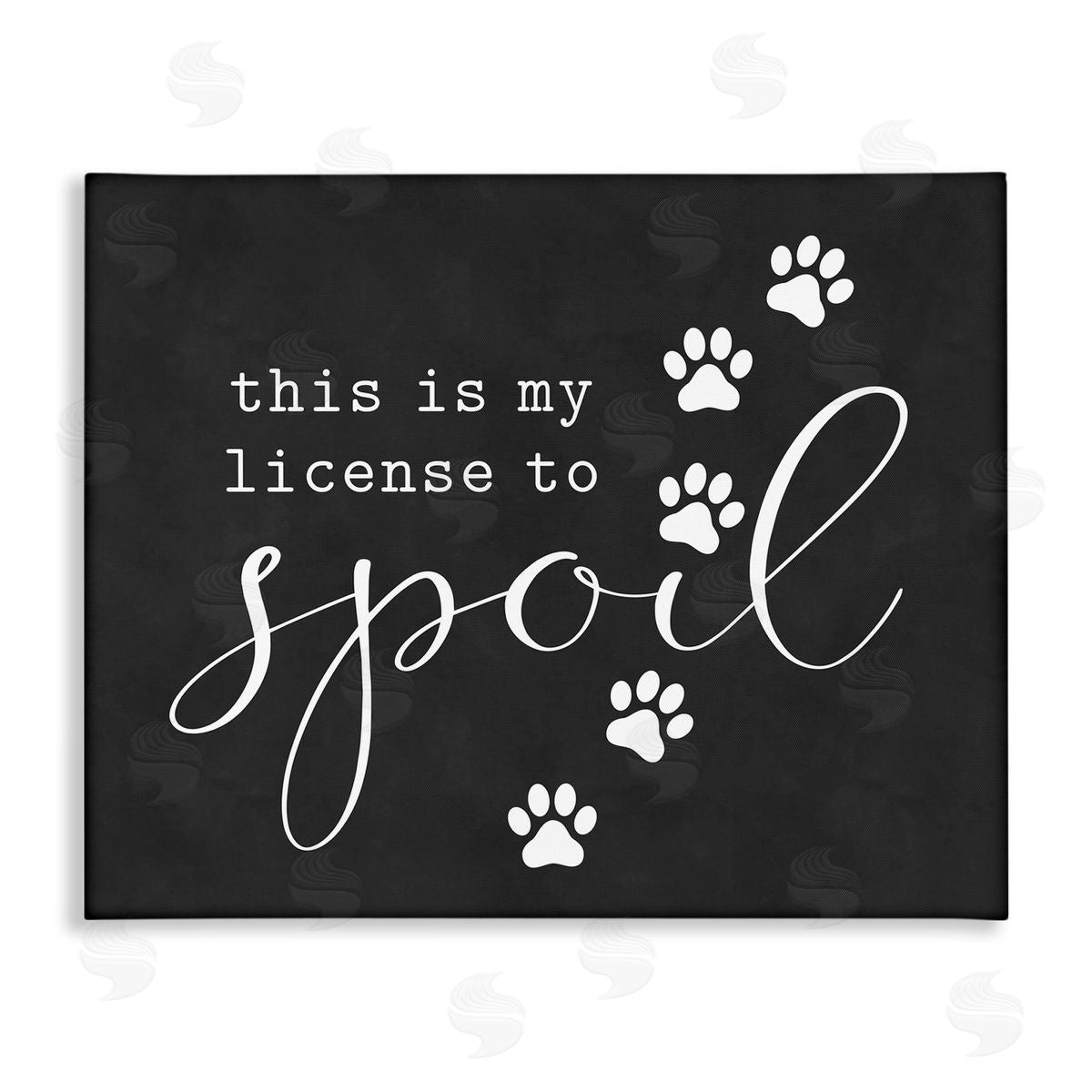 Lettered and Lined License To Spoil Walking Paw Prints Animal Pet Stretched Canvas Wall Art Print