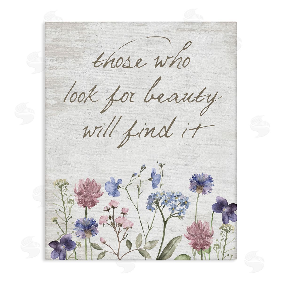 Lettered and Lined Look For Beauty Inspiring Flower Blossom Calligraphy Stretched Canvas Wall Art Print