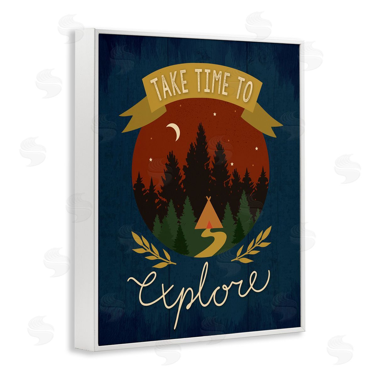 Louise Allens Time To Explore Woodland Adventure Nighttime Scene White Framed Giclee Wall Art Print