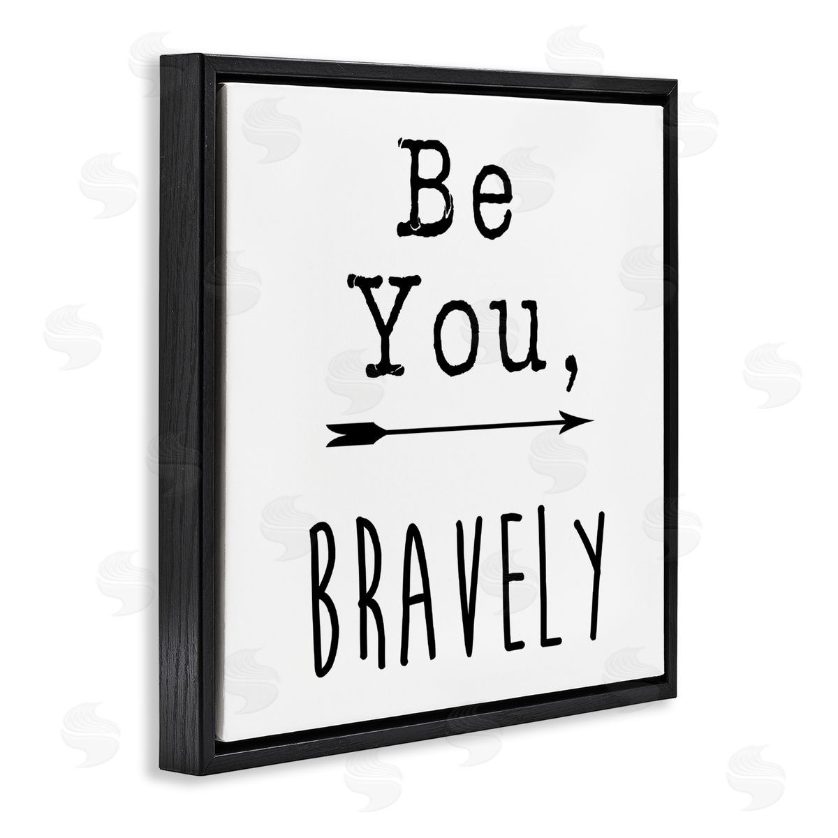 J. Weiss Be You Bravely Encouraging Typography Arrow Motif Black Floating Frame Canvas Wall Art Print