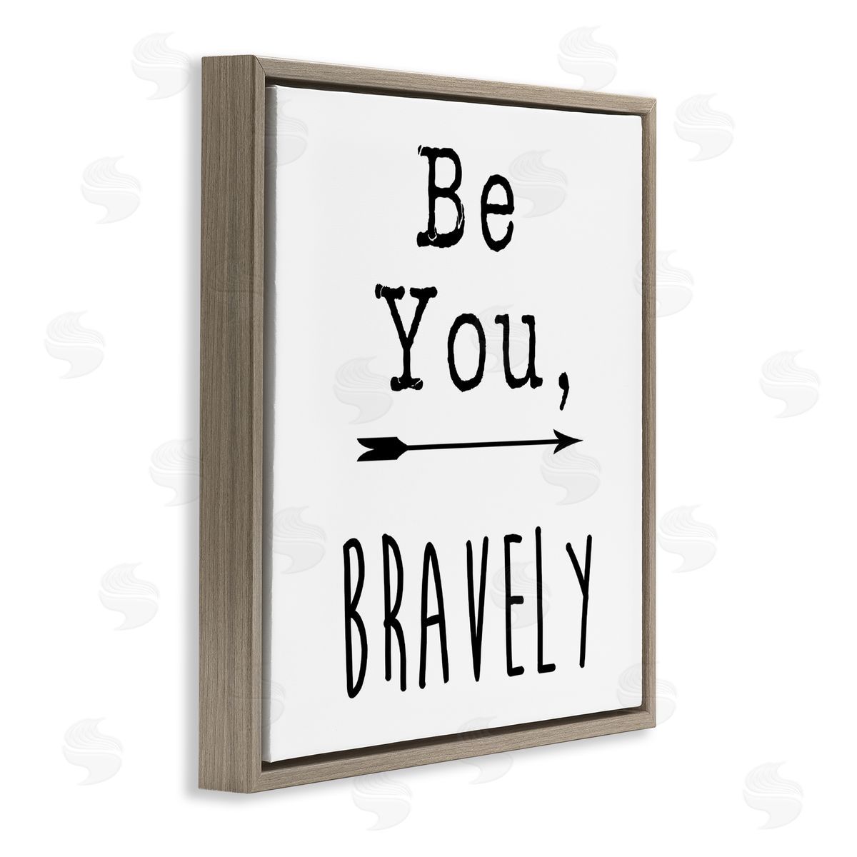 J. Weiss Be You Bravely Encouraging Typography Arrow Motif Brown Floating Frame Canvas Wall Art Print